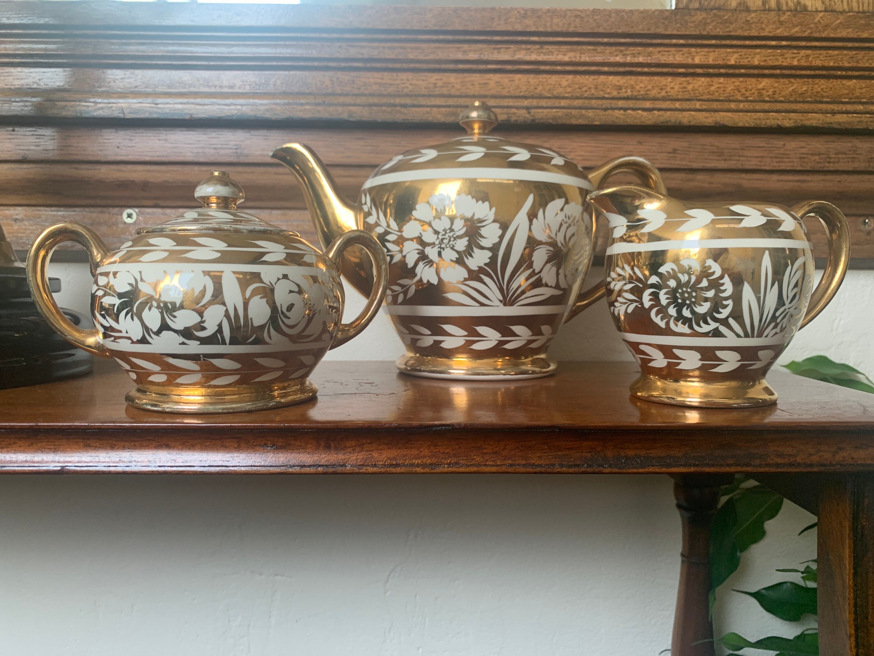 Sadler Tea Set Vintage Sadler Teapot Set, Vintage Sadler Gold Gilt Floral Tea Set ...