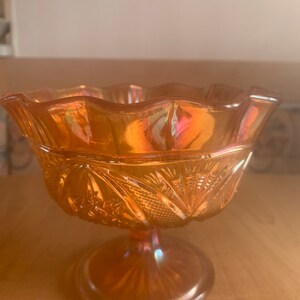 Vintage Marigold Carnival Glass Bowl, Carnival Glass Bowl, Footed Marigold Carnival Glass Dish, Marigold Glass Bowl