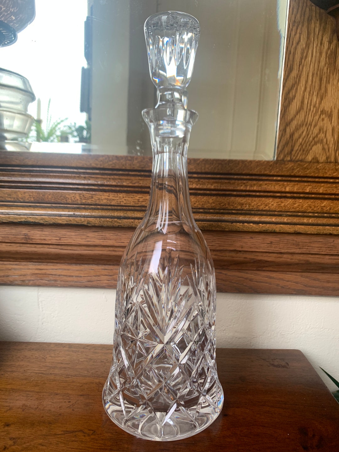 Vintage Tall Crystal Wine Decanter Deep Cut Crystal Wine Etsy