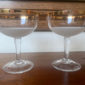 Vintage Pair Champagne Coupes, MCM Champagne Glasses