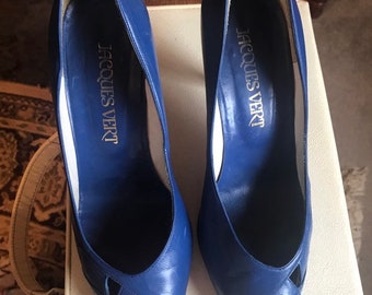 Vintage Königsblaue Hofschuhe, Pumps, Slip Ons