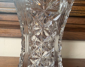 Crystal Vase Vintage Deep Cut Crystal Vase Crystal Flower Holder