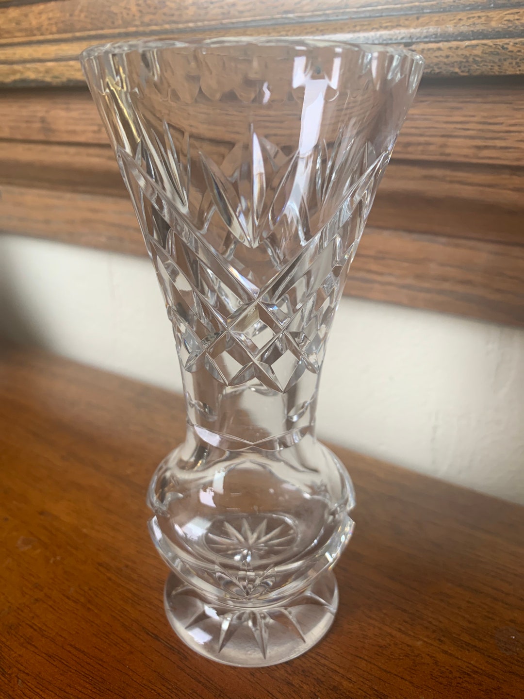 Vintage Heavy Cut Crystal Vase Deep Cut Crystal Vase Etsy
