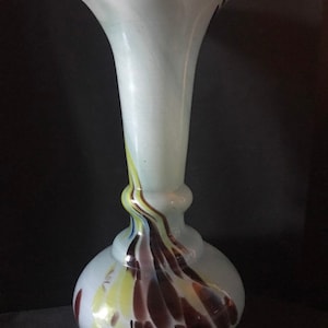 Vintage Murano Hand Blown Art Glass, Aqua Fluted Vase, Large Baluster Glass Vase