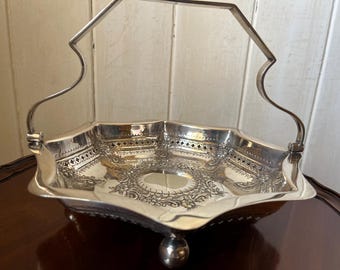 Vintage versilberter Servierkorb, versilberter Brotkorb, EP Serviertablett