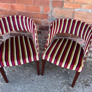 Vintage Pair Of Occasional Chairs, Circa 1970s, Pair 1970’s Chairs, Wood & Fabric Occasional Chairs, Retro Chairs