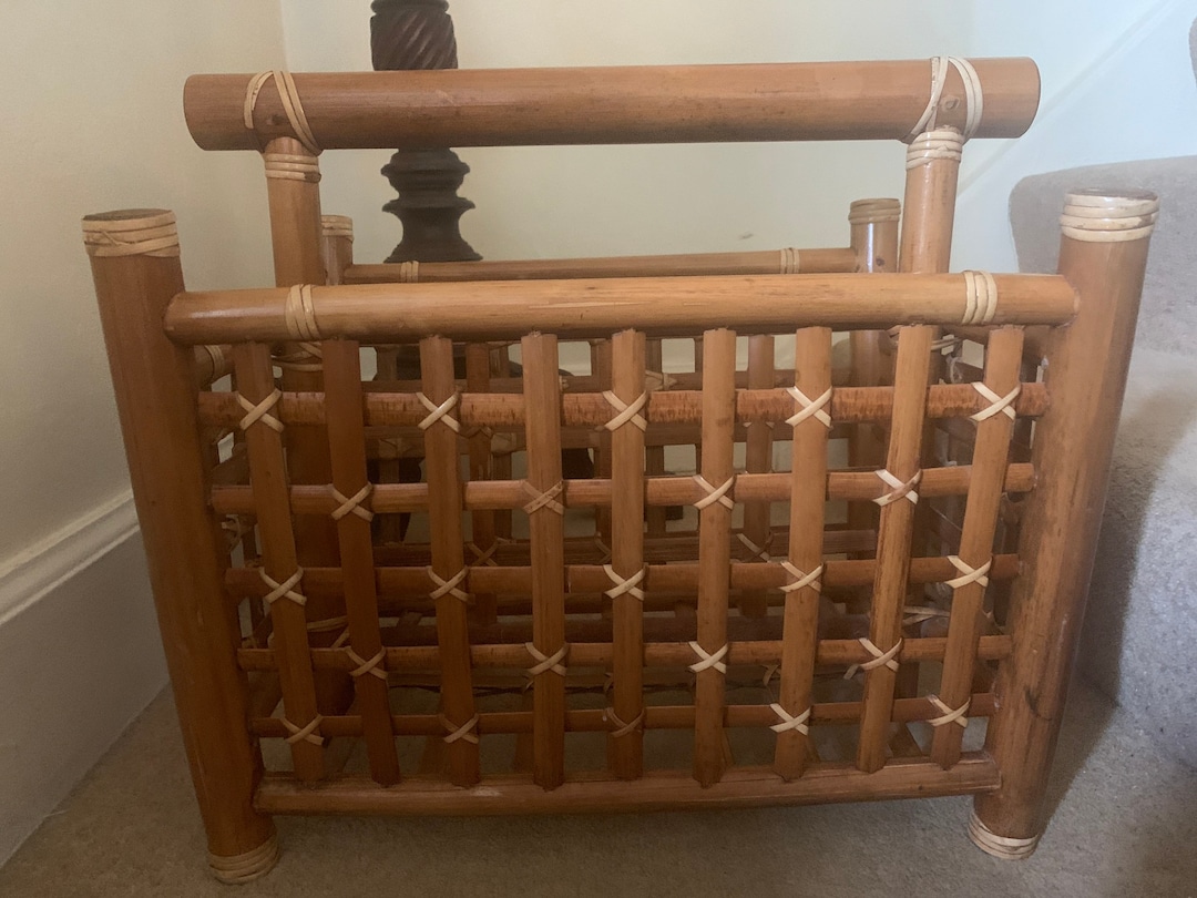 Vintage Bamboo Magazine Rack, Vintage Bamboo Paper Rack, Vintage Bamboo ...
