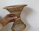 Vintage Rattan Mini Peacock Plant stand