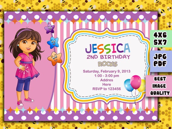 Digital Dora Invitation Dora Birthday Invitation Best Etsy