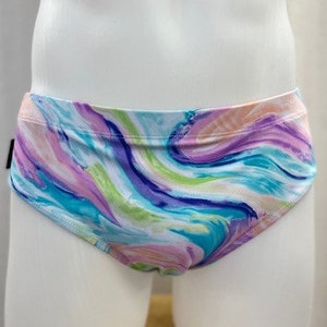 Pastel Swirl Men's European Style Swim Brief