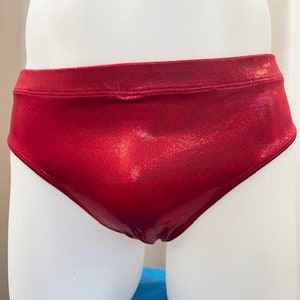 Red Shimmer Men's European Style Swim Brief - MEDIUM
