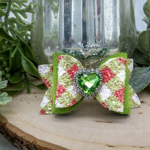 Red Green White Plaid Glitter Dog Bow Hair Clip Pet Fashion Barrette | Holiday Christmas Pet Accessory for Small Dogs |Teacup Puppy Yorkie