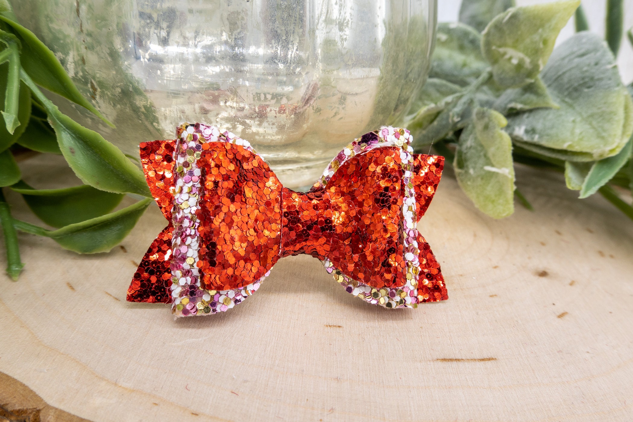 Cute Dog Bows. Fancy Dog Hair Bow. Red Glitter on White Gold Etsy UK