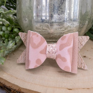 Fancy Dog Bows. Pink Leopard Print Dog Hair Bow. Rhinestone Centers Available. Girl Dog Barrette. Small Dog Hair Clip. Yorkie Morkie Poodle