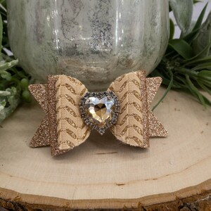 Cute Dog Hair Bows, Fancy Rhinestone Gold Chevron Glitter Dog Bow.  Perfect Hair Clip for Male Dogs/ Female Dogs.  Barrettes for Yorkie