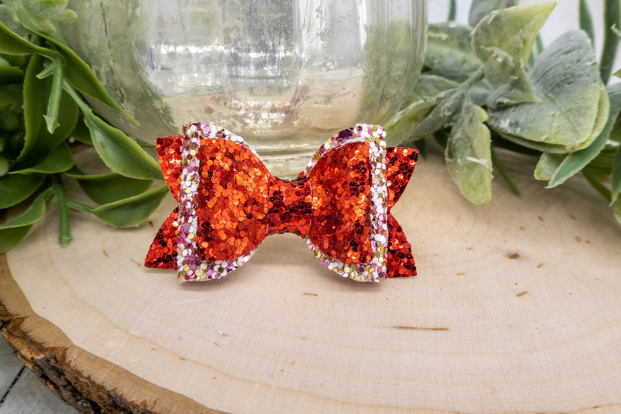 Cute Dog Bows. Fancy Dog Hair Bow. Red Glitter on White Gold Etsy UK