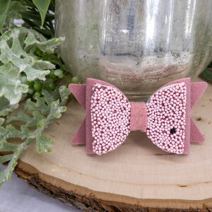 Fancy Dog Bows. Pink Beaded Dog Hair Bow. Rhinestone Centers Available. Girl Dog Barrette. Small Dog Hair Clip. Yorkie Morkie Poodle