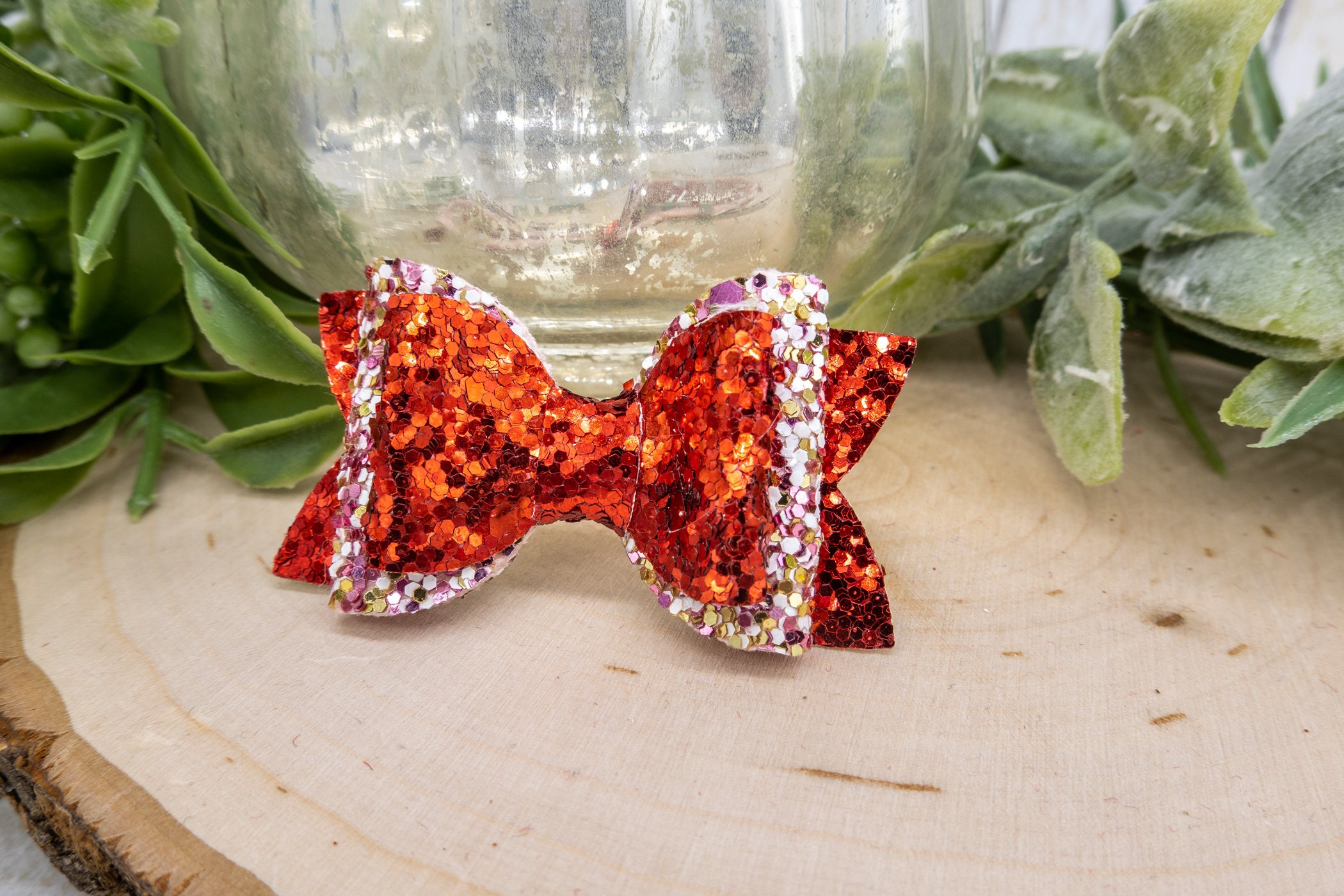Cute Dog Bows. Fancy Dog Hair Bow. Red Glitter on White Gold Etsy UK