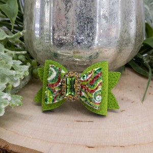 Christmas Dog Bow. Cute Green Red White Hair Bow. Girl Dog or Boy Dog Barrette. Small Dog Hair Clip. Yorkie Morkie Shih Tzu Maltese Poodle
