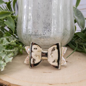 Fancy Dog Bow, Gold & Cream Leopard Bow, Rhinestone Center Options, Girl Dog Barrette, Small Dog Hair Clip, Yorkie Shih Tzu Maltese Morkie