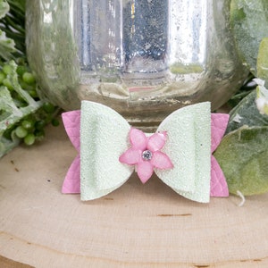 Cute Dog Bows with Pink & Green Glitter. Small Dog Hair Clip for Girl Dog.  Handmade Barrettes for Shih tzu Yorkie Teacup Poodle