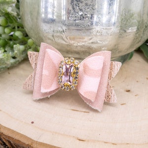 Fancy Dog Bows. Pink Leopard Print Dog Hair Bow. Rhinestone Centers Available. Girl Dog Barrette. Small Dog Hair Clip. Yorkie Morkie Poodle