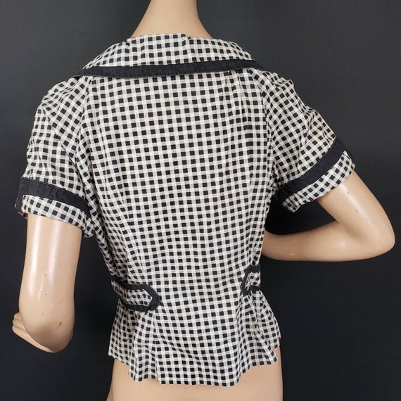 Vintage 1930s 1940s Black & White Gingham Cotton … - image 2