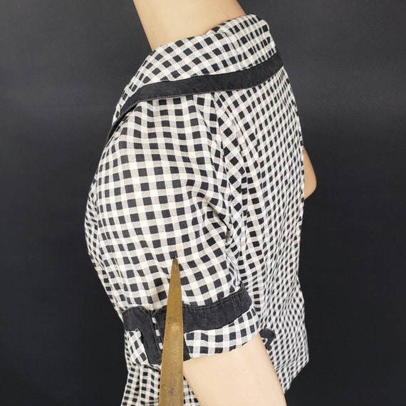 Vintage 1930s 1940s Black & White Gingham Cotton … - image 10