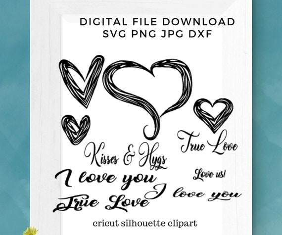 Hearts Lines Symbols Valentine Words Bundle Svg Dxf Png Cricut Etsy