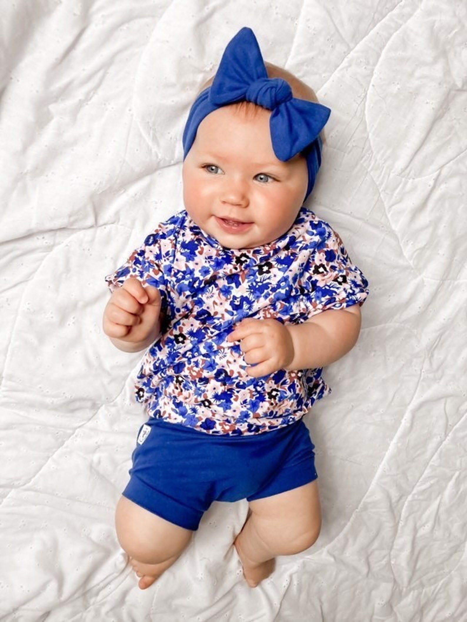 Royal Blue Baby Girl Lounge Set Floral Tshirt Bummies and Etsy