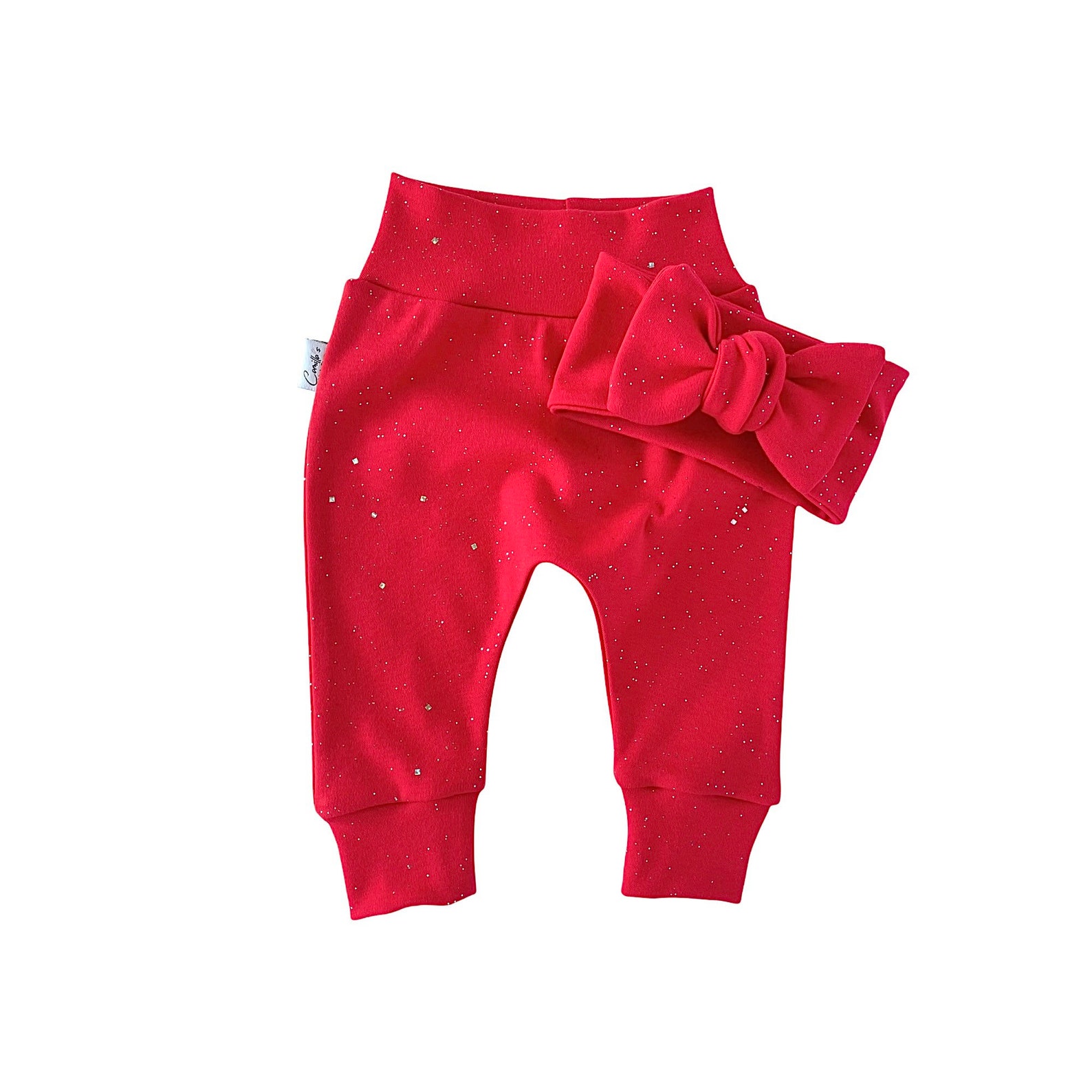 Sparkle Baby Joggers and Top Knot Headband Baby Girl Red Etsy
