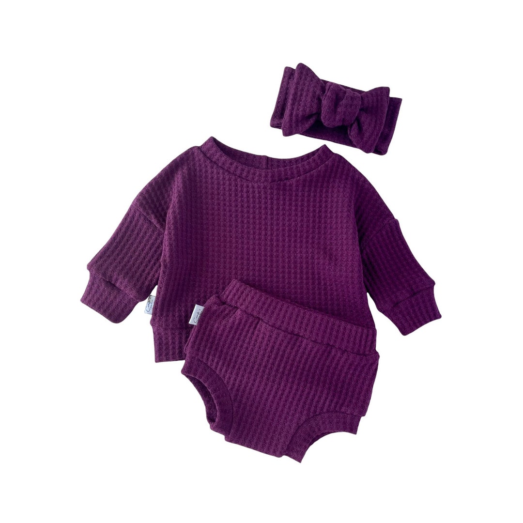 Plum Baby Lounge Outfit Baby Sweater Bloomers & Knot Etsy
