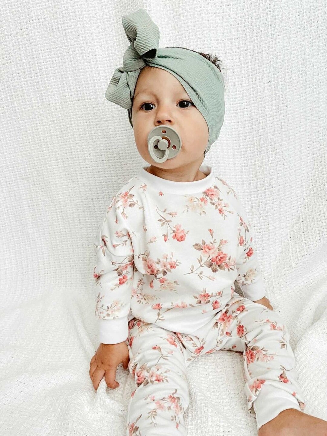 Floral on Cream Baby Girl Lounge Set Baby Sweater and Etsy