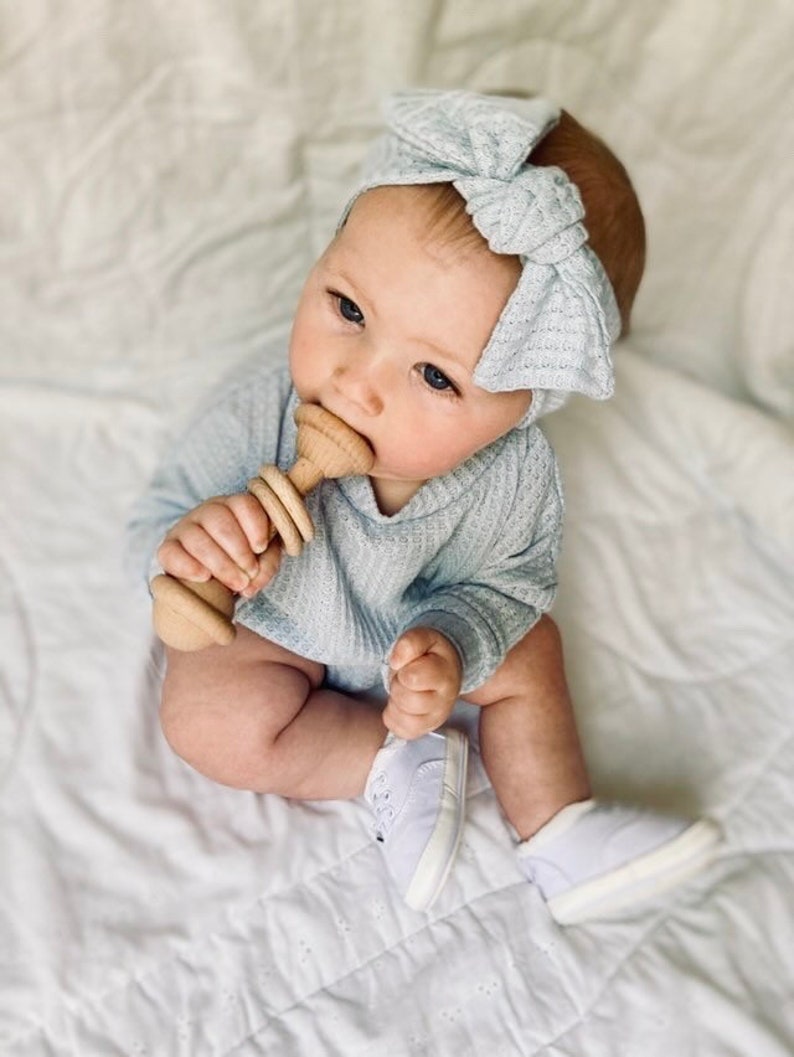 Ligth Blue Baby Lounge Set Baby Sweater Bloomer Top Knot | Etsy