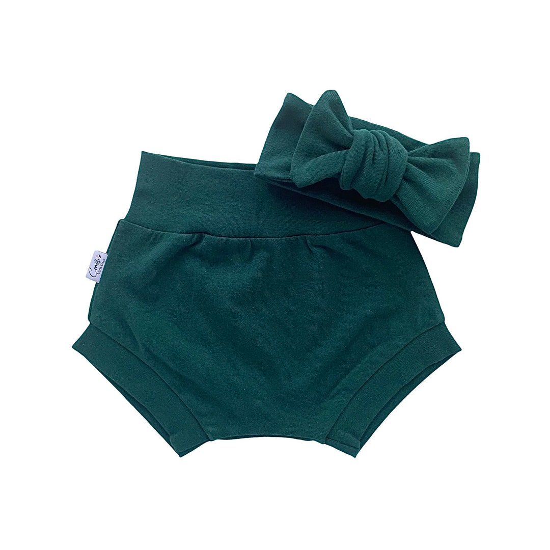 Dark Green Baby Bummies and Top Knot Headband Baby Girl Etsy