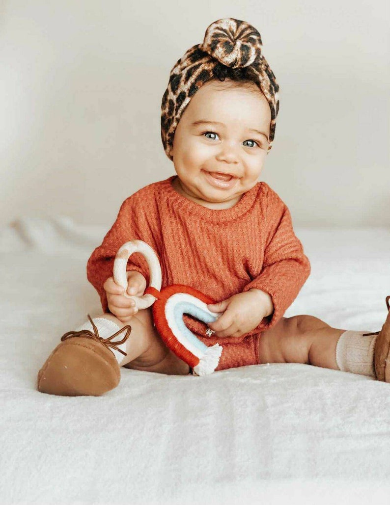 top knot headband baby sweater bloomer Toddler top cute baby boy outfit Toddler girl stylish clothing Dark salmon gilrs lounge set