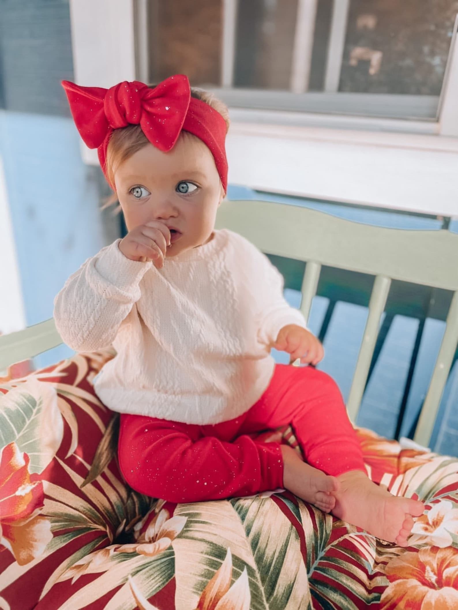 Sparkle Baby Joggers and Top Knot Headband Baby Girl Red Etsy