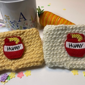 Hunny Pot Crochet Coffee Cozy - Winnie the Pooh Inspired Coffee Sleeve - Handmade Coffee Cup Cozy