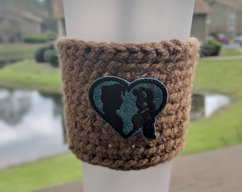 Prince/Princess Silhouette Crochet Coffee Cozy - Aladdin Inspired Coffee Sleeve - Jasmine Inspired Coffee Cup Cozy