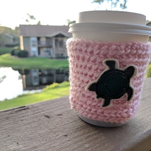 Sea Turtle Crochet Coffee Cozy - Turtle Coffee Sleeve - Turtle Coffee Cup Cozy - Sea Turtle Cozy