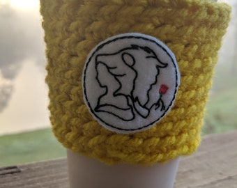 Belle and Beast Crochet Coffee Cozy - Silhouette Coffee Sleeve - Belle Inspired Coffee Cup Cozy