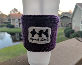 Squad  Goals Crochet Coffee Cozy - Mickey Coffee Sleeve - Squad Coffee Cup Cozy