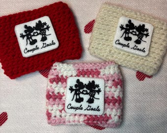 Gehäkelte Marie Cat Kaffeewärmer - Valentinstag Kaffee Ärmel