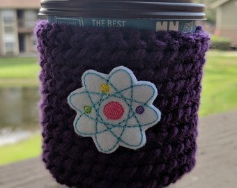 Atom Crochet Coffee Cozy - Science Coffee Sleeve - Atom Coffee Cup Cozy