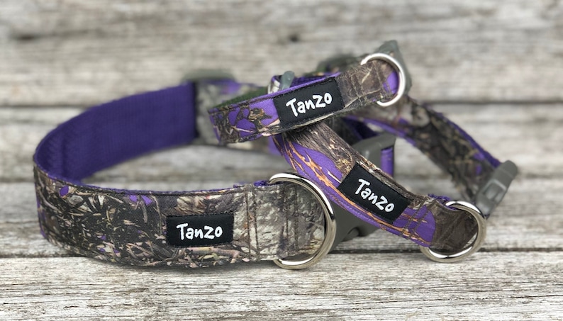 Collier \u00e0 Clip Camouflage Mauve Clip Collar Purple Camouflage