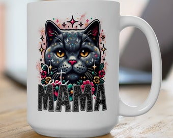 Cat Mama Cute Coffee Mug, Cat Lover Coffee Mug, Cat Theme Mug, Gift For Her, Gift For Him, Gift For Cat Lover