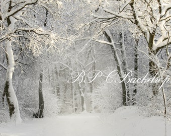 Christmas digital backdrop / Winter background / Snow / Snowy forest / Instant download / Photography backdrop