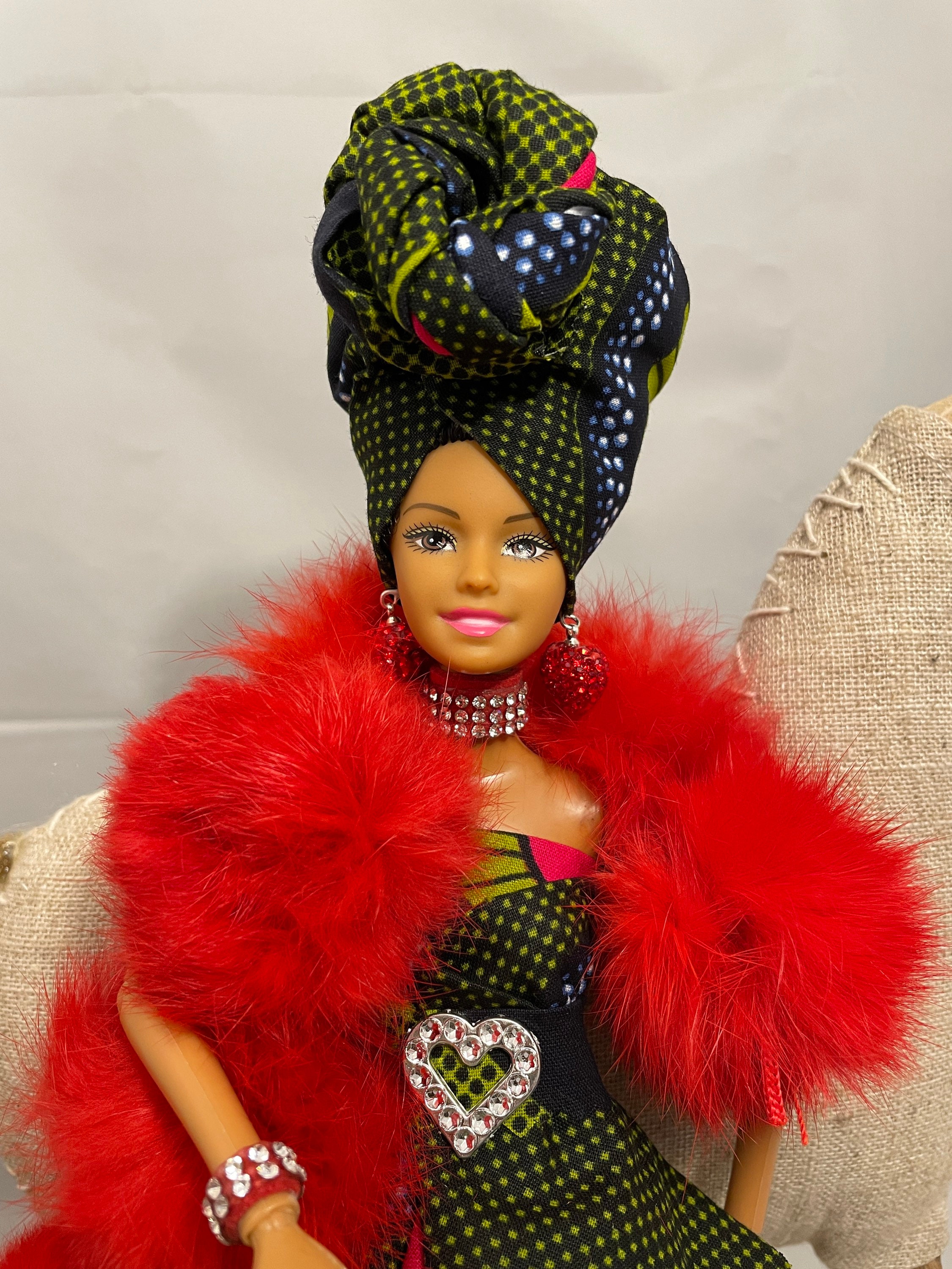 Black Barbie Doll Love heart Valentines Day Handmade Etsy