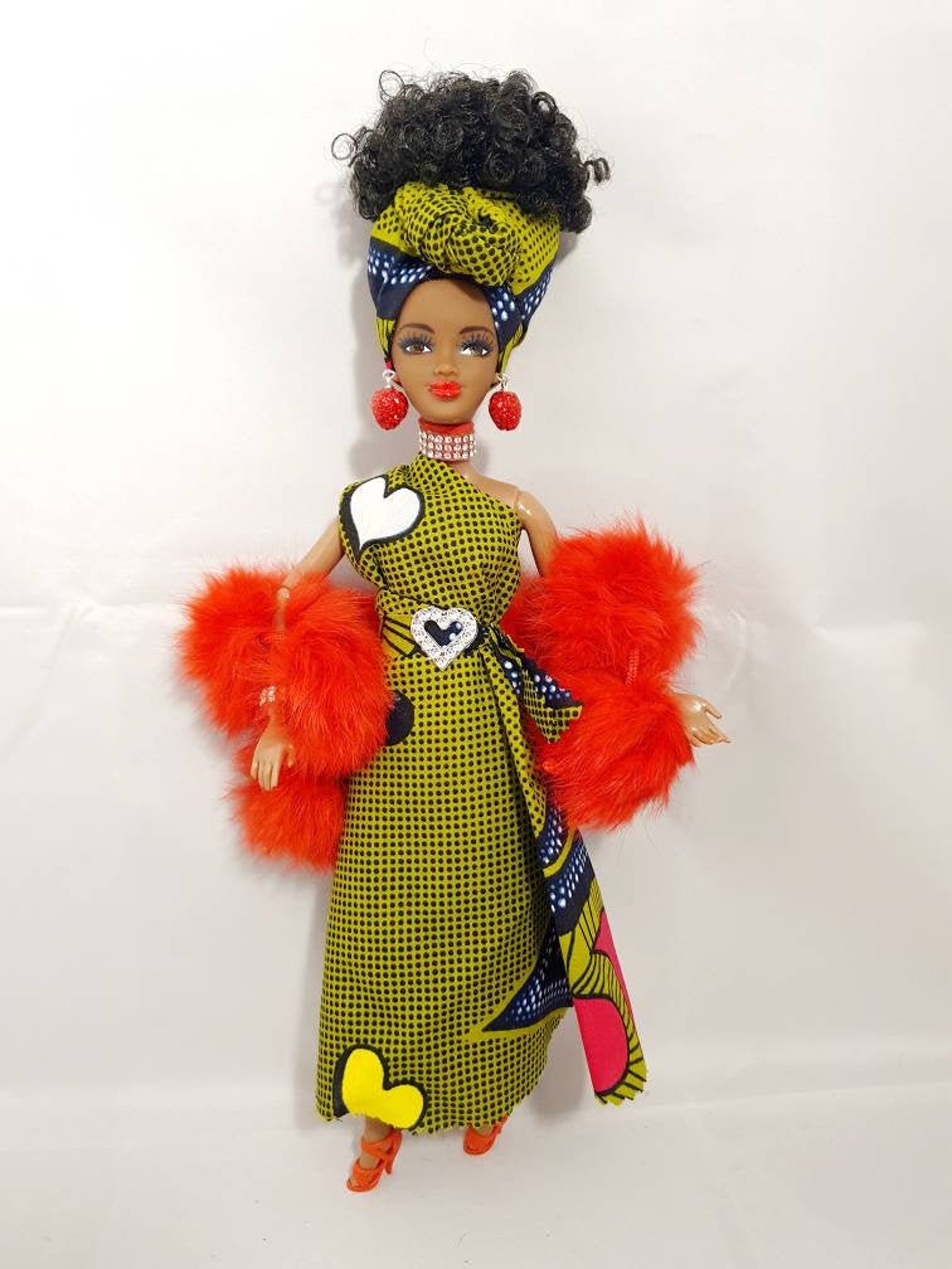 Black Barbie Doll Love heart Valentines Day Handmade Etsy
