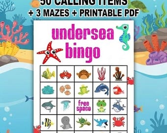 Ofishally één verjaardagsfeestje, babyshower onder de zee, oceaaneenheid klasactiviteit, bingo zomerkamp, zwembadfeest kinderen